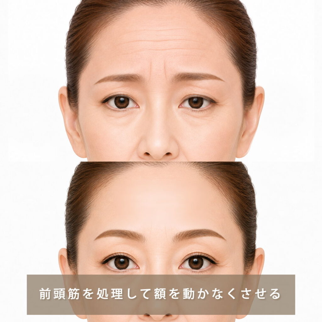 前頭筋不動化の術後のイメージ